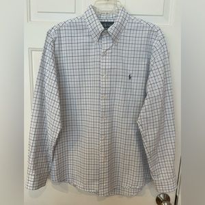 Ralph Lauren Dress Shirt Men’s Check Button Up Long Sleeve White 16 1/2 34/35